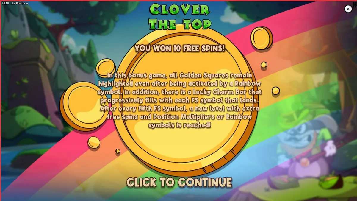 Interface do slot Le Prechaun com o personagem guaxinim e grade de jogo